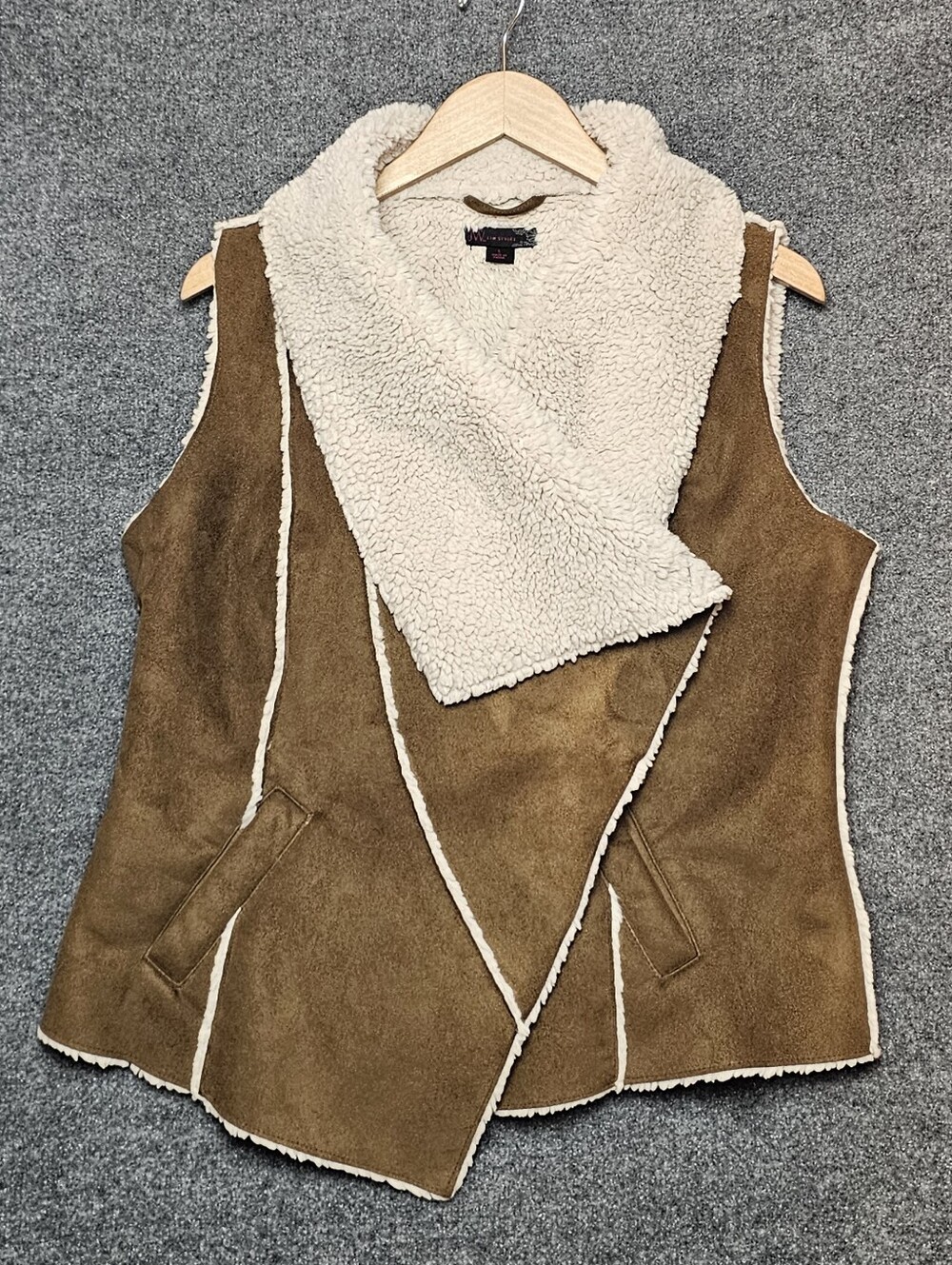 "JW Style" Camel Brown - Sherpa Lined Vest -Large
